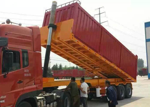 平板后翻自卸半挂车